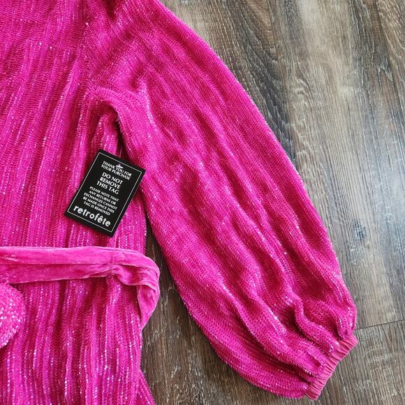 Retrofete Gabrielle Robe Dress in Hot Pink Sequins Size XS NWT - Picture 6 of 12